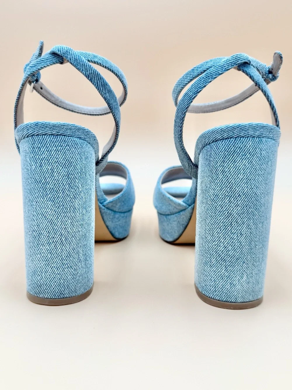 Steve Madden Lourdes Denim Platform Block Heel Sandals 8M
